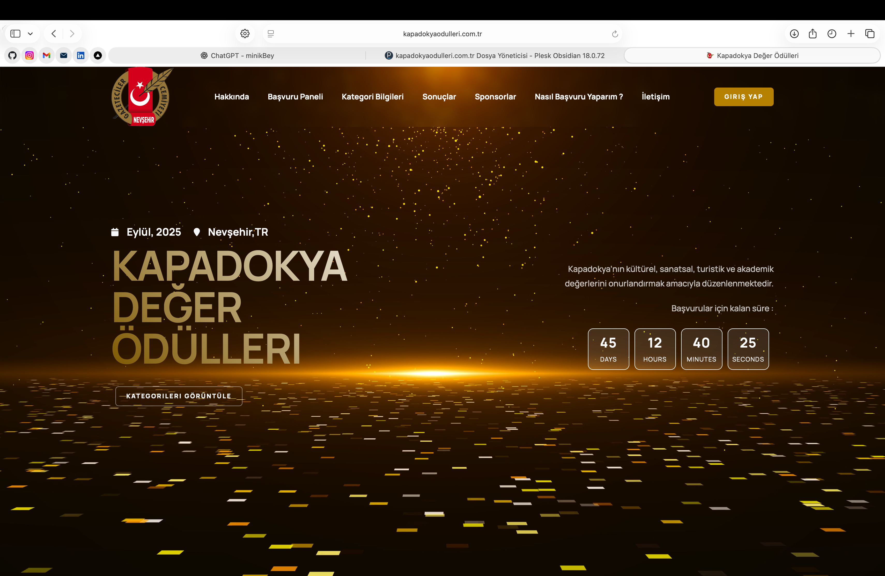 Kapadokya Değer Ödülleri Web Sitesi